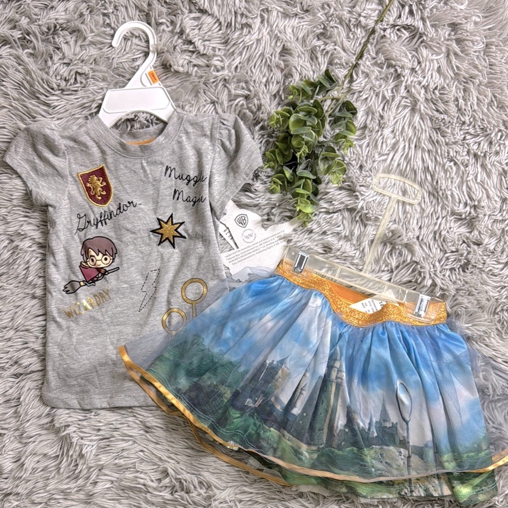 NWT Warner Bros. Harry Potter Blue and Gold Kids tulle skirt Matching Set 18M